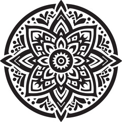 Mandala  Black and White Logo Vector art illustration Graphic – SVG Design.