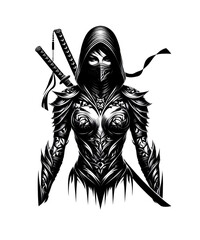Obraz premium Samurai Ninja Woman