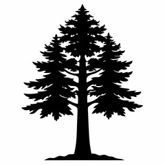 A Redwood tree silhouette black color vector style white background