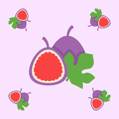 fig fruit seamless for pattern fabric, simple fig fruit cute repeat in square background, illustration fruit pattern wallpaper