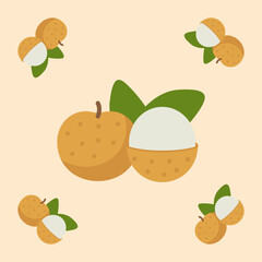 longan fruit seamless for pattern fabric, simple longan fruit cute repeat in square background, illustration fruit pattern wallpaper