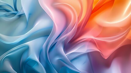 Obraz premium Abstract 3D background with layered, translucent shapes creating a sense of depth and motion, Abstract background with waves