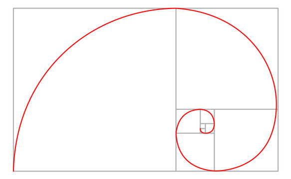 Golden Spiral, Fibonacci Spiral, Golden Ratio - Vector Illustration