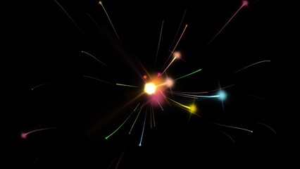 Obraz premium Beautiful illustration of colorful energy sparks on plain black background