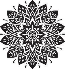Mandala  Black and White Logo Vector art illustration Graphic &ndash; SVG Design.