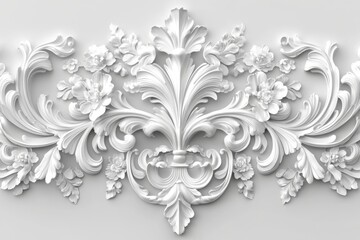 Elegant White Baroque Decorative Elements Isolated on a Clean Background: A Celebration of Opulent Design and Artistic Heritage.