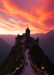 Obraz premium sunset over the castle