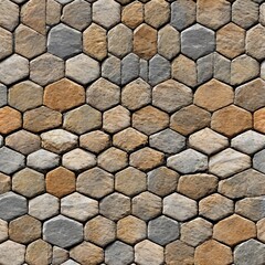A close-up of natural stone wall construction
