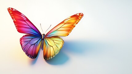 Vivid 3D Render of Colorful Butterfly with Gradient Tones on White Background Using Octane Rendering in Blender