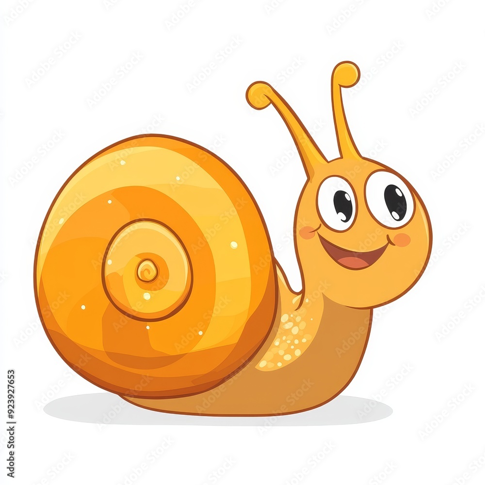 Poster simple clipart of a smiling snail with a shell, vector design