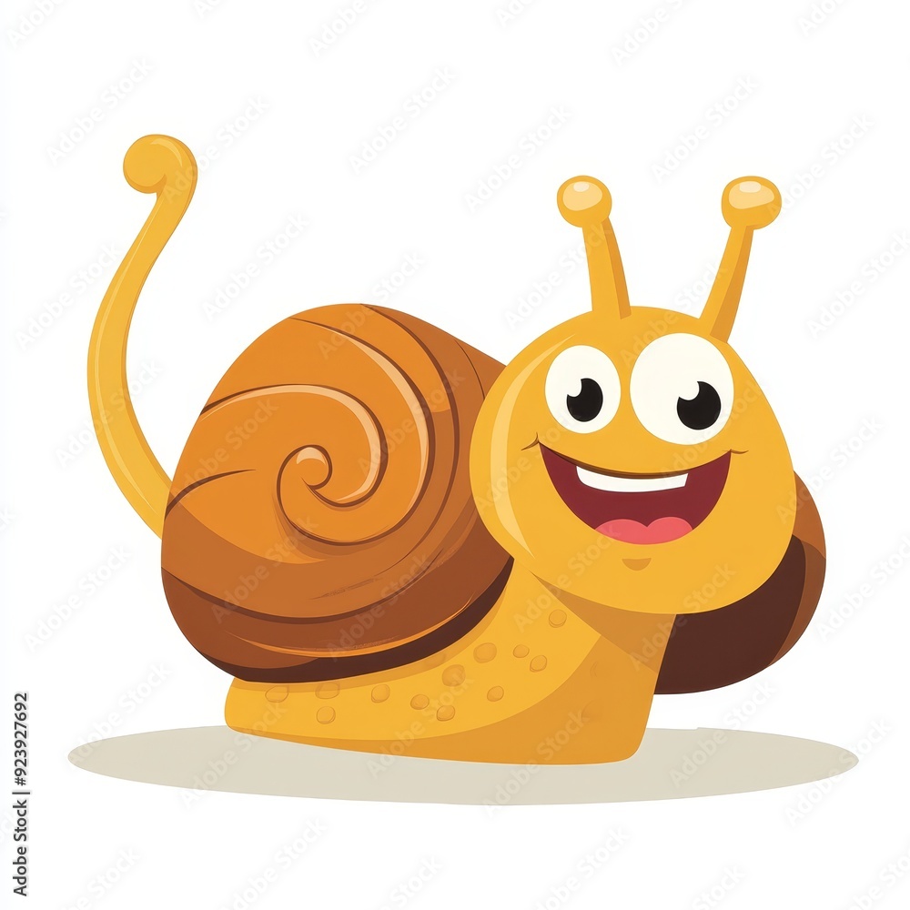 Poster simple clipart of a smiling snail with a shell, vector design