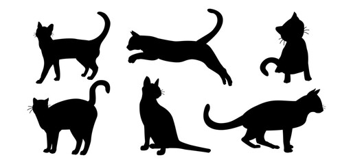 Cat silhouette vector set Isolated On White Background