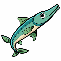  Garfish vector style with white background