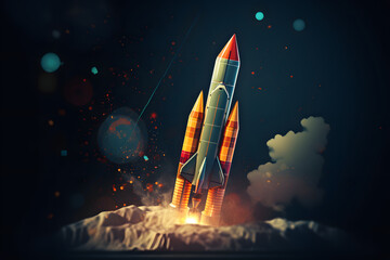 Obraz premium Business rocket traveling through space. animated. 