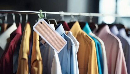 Obraz premium Blank price tag in clothes shop, ai