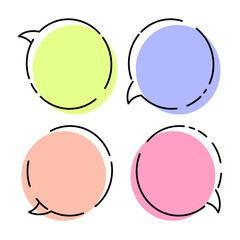 speech bubble line. cute bubble talk with empty comment 02