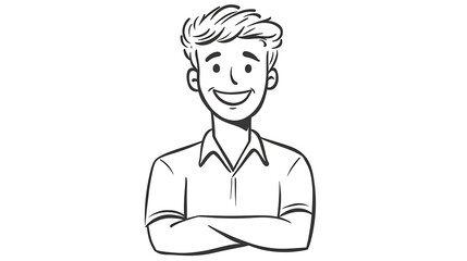 Obraz premium Happy Consultant in Minimalist Line Art Style
