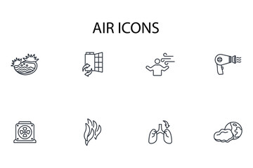 Air icon set.vector.Editable stroke.linear style sign for use web design,logo.Symbol illustration.