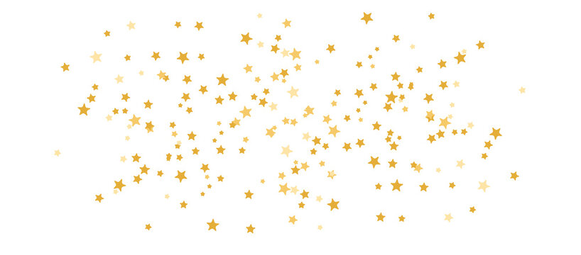 Golden star design isolated on transparent background. Luxury gold stars confetti. Events decoration design elements. seamless confetti stars for design