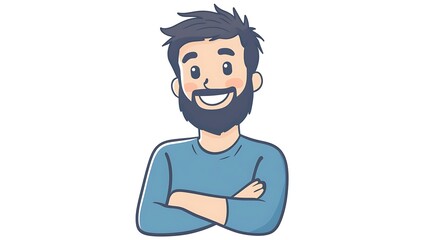 Obraz premium Joyful Startup Founder - Minimalist Cartoon Illustration on White Background