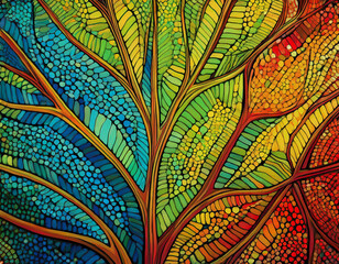 Abstract Leaf Veins Illustration Exaggerated Lines and Shapes Emphasizing Natural Patterns