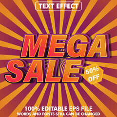 Mega Sale 3d editable text style effect for social media post