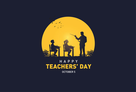 Happy Teacher's day concept vector illustration background. Creative teacher's day vector education concept.