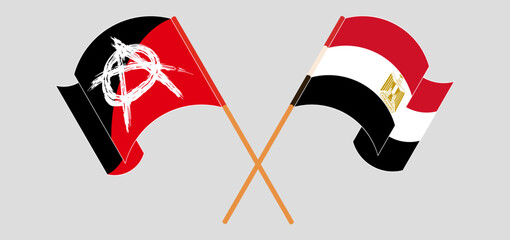 Crossed and waving flags of Anarchy and Egypt