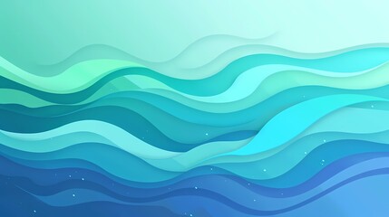 A serene wave pattern in varying shades of blue and green, creating a calming and fluid graphic design.