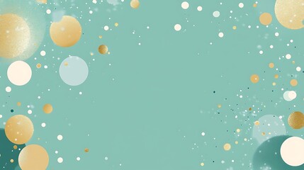 Shimmering Gold and Silver Dots on Soft Green Abstract Background - Cartoon Style Vector Illustration for Web Banner Design