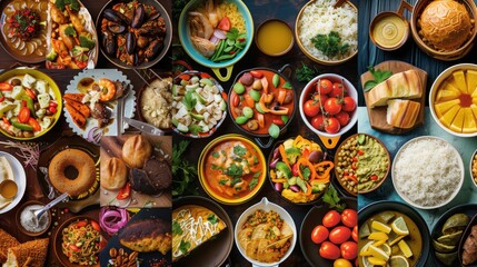 Fototapeta premium A vibrant mix of global cuisines celebrates cultural exchange and culinary fusion.