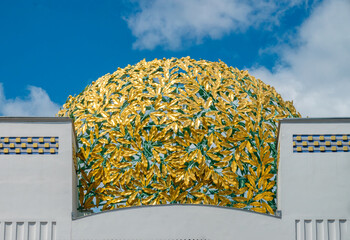 The golden dome of the historical jugenstil secession building in Vienna, Austria