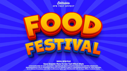 Food festival text effect, 3d editable text food festival theme.