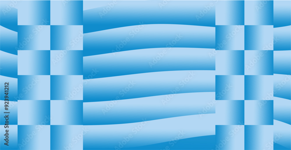 Poster rectangular geometric composition with blue gradations as background inspiration for visual communic