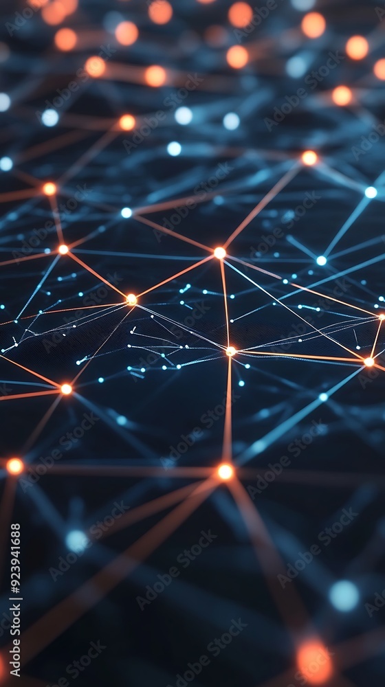Poster abstract network with glowing nodes and lines