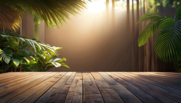  Empty Wood Plank Wall- A 3D render of an empty old wood plank wall with a concrete floor, s_1(259)