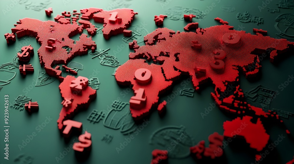 Poster chinese yuan overshadowing smaller currencies on global 3d map visualization
