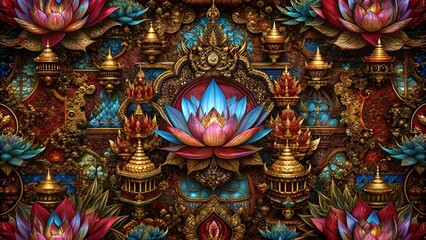 Obraz premium illustratuon Thai background AI generated