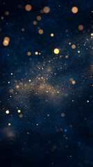abstract dark blue background with gold particles, Christmas or new year background for smartphone, cellphone. Beautiful background for Christmas or New Year with copy space. Design for banner, greeti