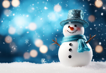 snowman on the snow generated by AI technology