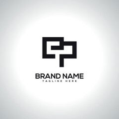 Obraz premium EP PE Abstract Unique Letter Logo Design. Initial Vector Symbol.