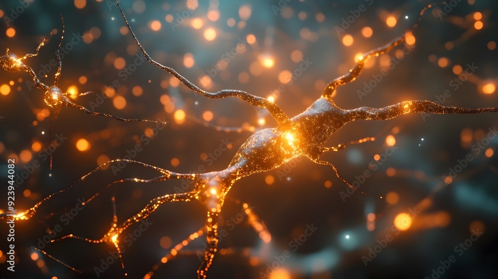 Aufkleber complex 3d network of firing neurons showcasing neural connectivity