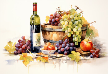 still life with wine generated by AI technology