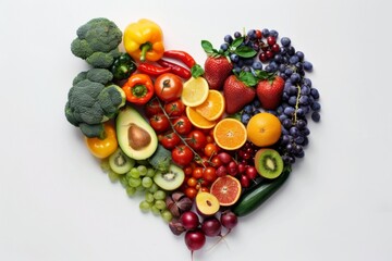 fruits and vegetables heart shaped  