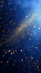 Obraz premium abstract dark blue background with gold particles, Christmas or new year background for smartphone, cellphone. Beautiful background for Christmas or New Year with copy space. Design for banner, greeti