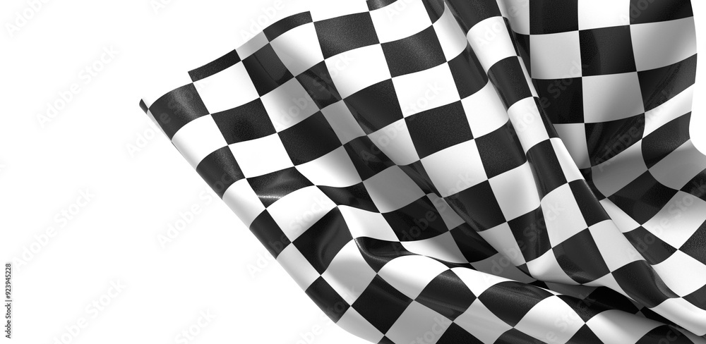 Poster The checkered flag waves signifying the end of the race