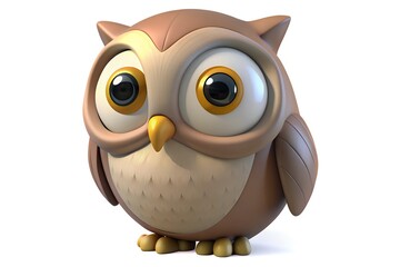 Obraz premium Cute Cartoon Owl with Big Eyes