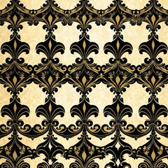 Ornate design on a black background with gold accents