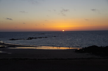 Beach at Cap Frehel at sunset in Brittany in France, Europe