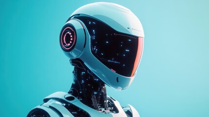 Close-up of a Futuristic Robot's Head with Glowing Details